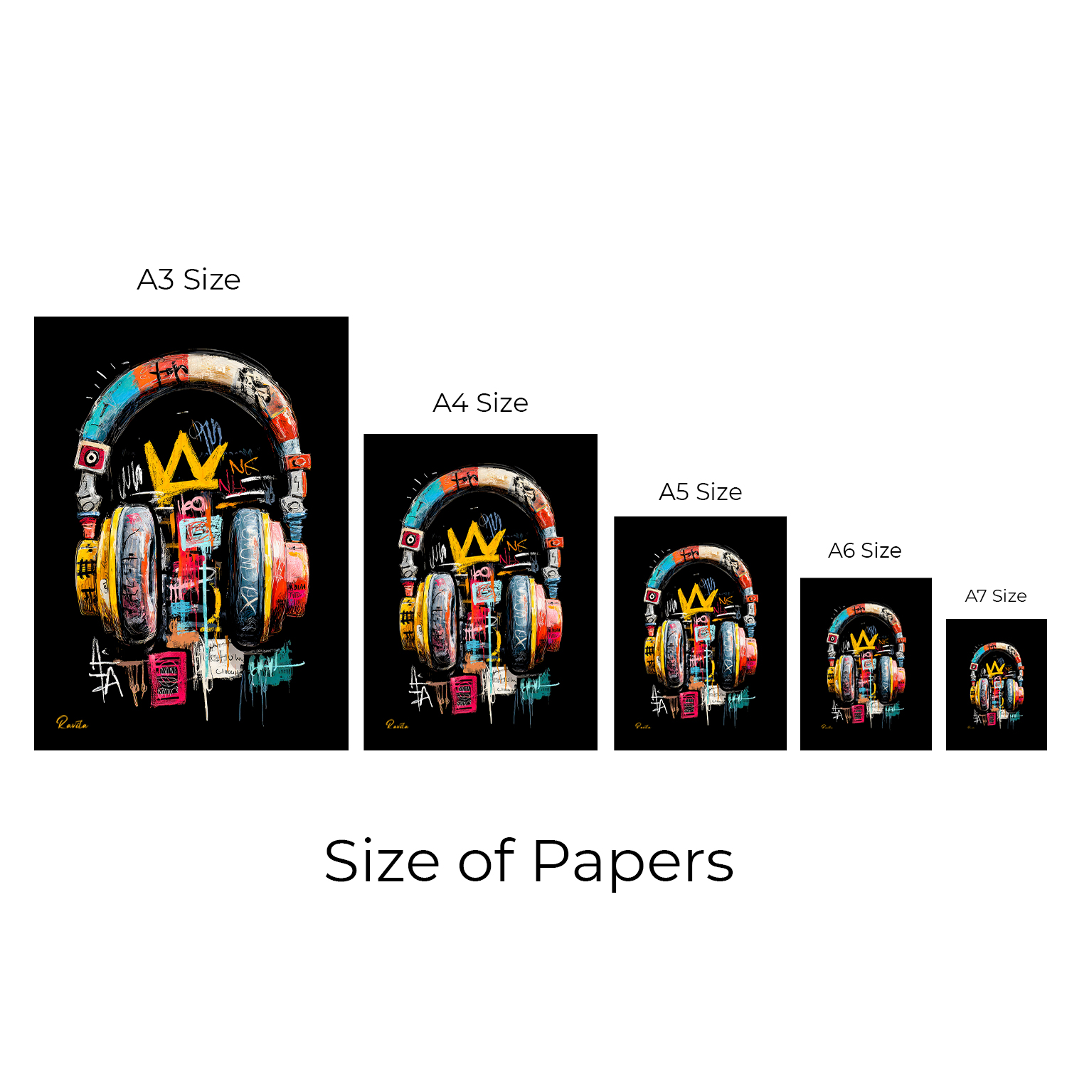 تابلو تکی راویتا طرح هدفون گرافیتی رنگی - Colorful Graffiti Headphones کد 3939 تابلو تکی راویتا طرح هدفون گرافیتی رنگی - Colorful Graffiti Headphones کد 3939