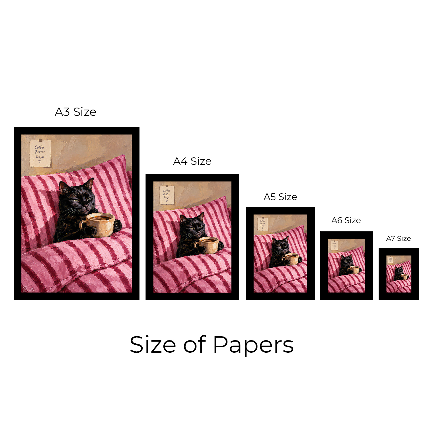تابلو تکی راویتا طرح گربه سیاه و قهوه در تخت صورتی - Black Cat Coffee & Cozy Pink Bed کد 3959 تابلو تکی راویتا طرح گربه سیاه و قهوه در تخت صورتی - Black Cat Coffee & Cozy Pink Bed کد 3959
