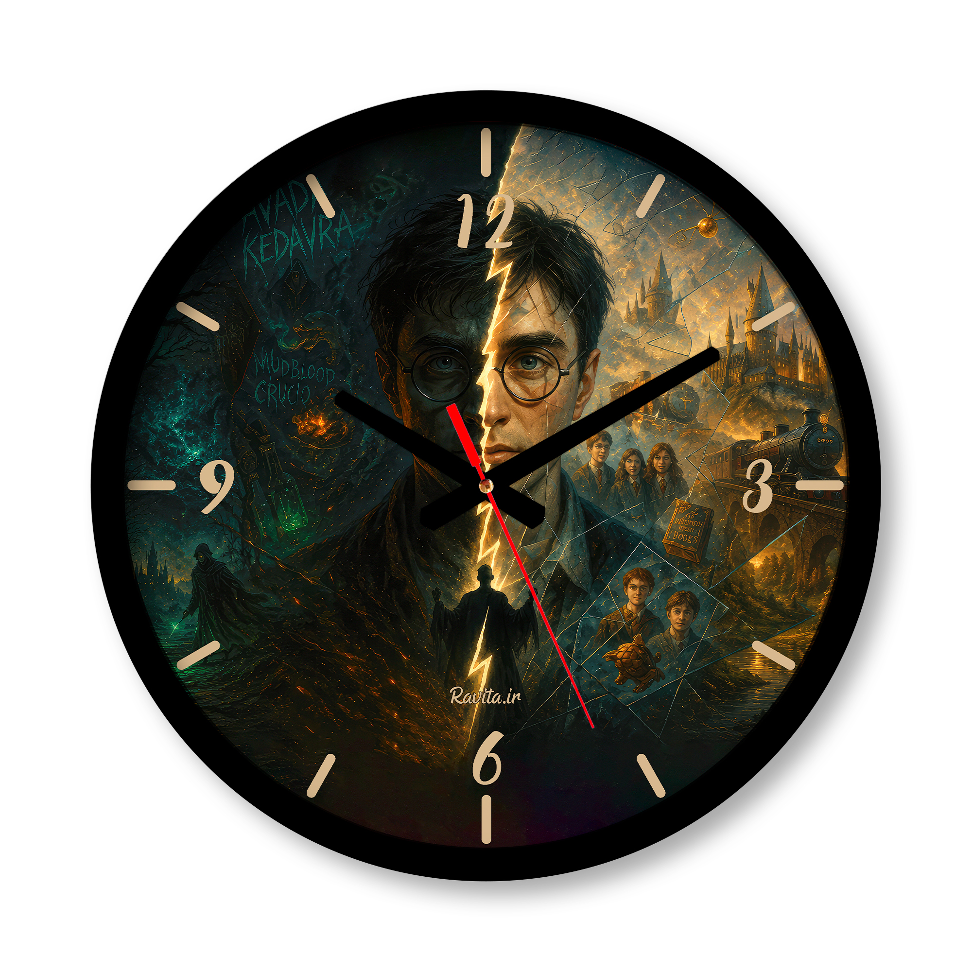 ساعت دیواری بزرگ راویتا طرح هری پاتر دو سوی سرنوشت - Harry Potter Two Sides of Destiny کد 3851 ساعت دیواری بزرگ راویتا طرح هری پاتر دو سوی سرنوشت - Harry Potter Two Sides of Destiny کد 3851