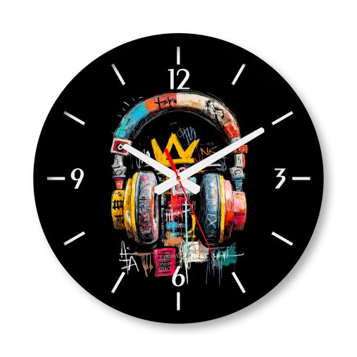 ساعت دیواری بزرگ راویتا طرح هدفون گرافیتی رنگی - Colorful Graffiti Headphones کد 3939