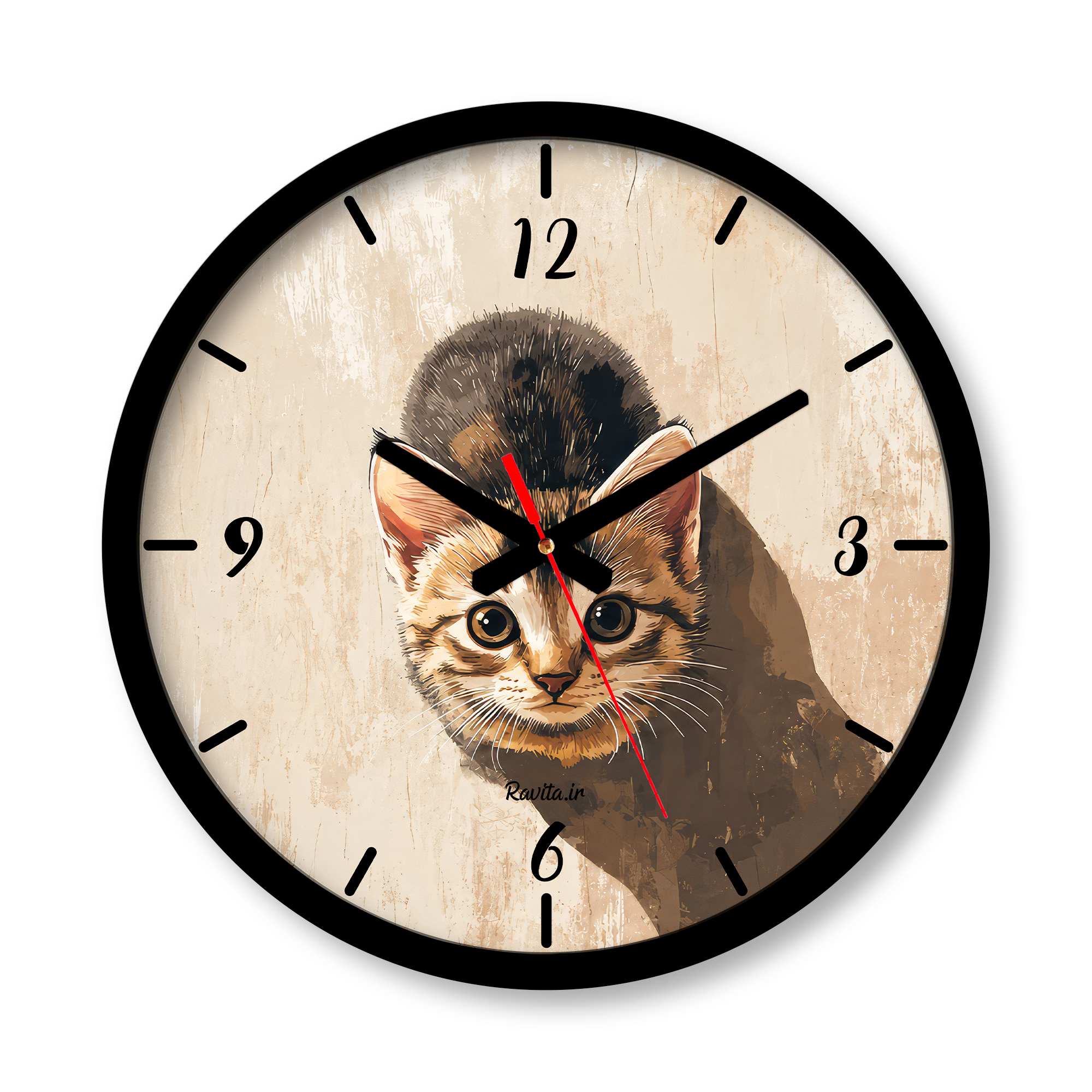 ساعت دیواری بزرگ راویتا طرح بچهگربه کنجکاو - Curious Kitten کد 3945 ساعت دیواری بزرگ راویتا طرح بچهگربه کنجکاو - Curious Kitten کد 3945