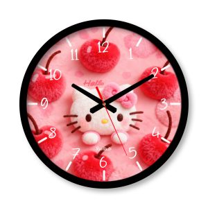 ساعت رومیزی دیواری راویتا طرح هلو کیتی و گیلاس‌های صورتی - Hello Kitty & Pink Cherries کد 3948