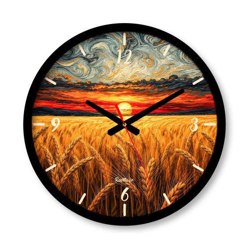 ساعت دیواری بزرگ راویتا طرح غروب طلایی در گندمزار- Golden Sunset Over the Wheat Field کد 3949