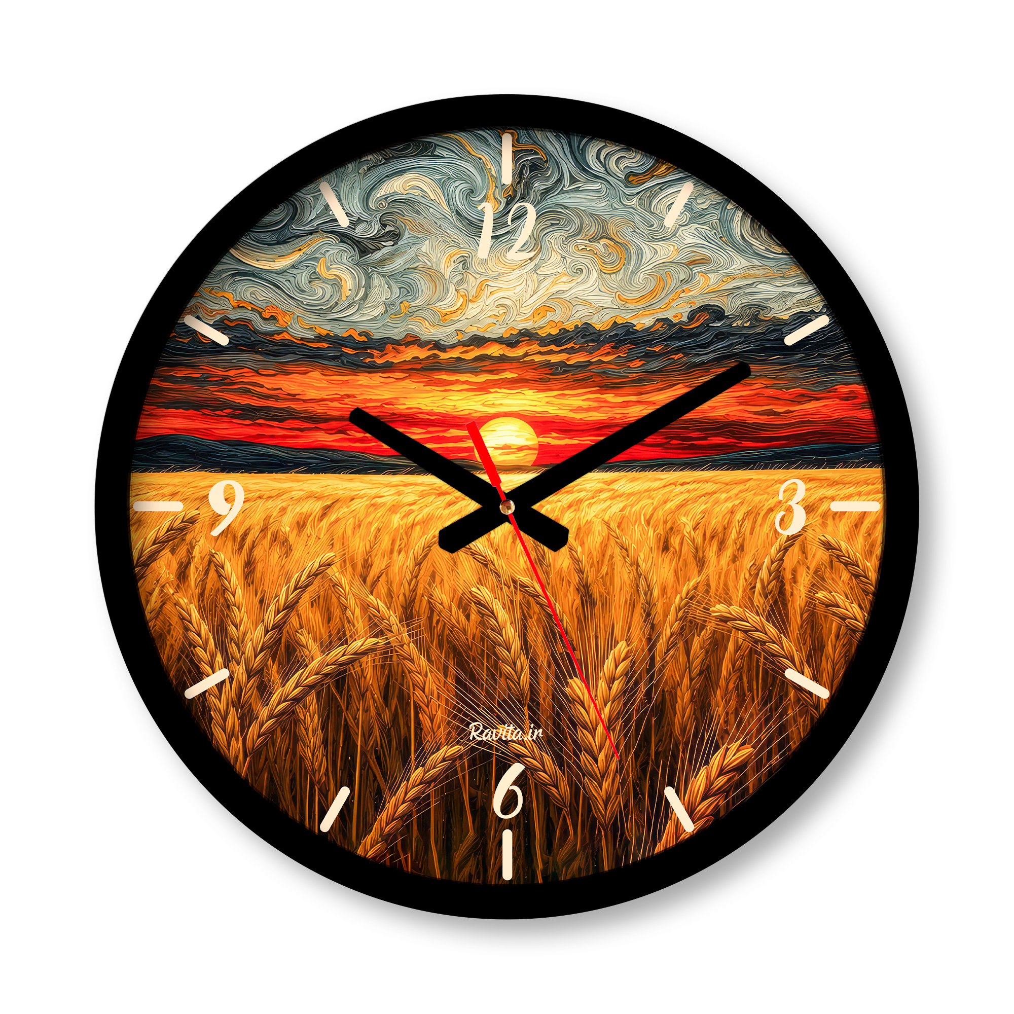 ساعت دیواری بزرگ راویتا طرح غروب طلایی در گندمزار- Golden Sunset Over the Wheat Field کد 3949 ساعت دیواری بزرگ راویتا طرح غروب طلایی در گندمزار- Golden Sunset Over the Wheat Field کد 3949