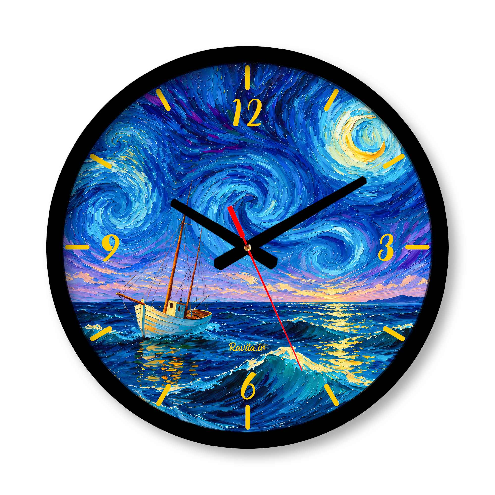 ساعت دیواری بزرگ راویتا طرح قایق زیر آسمان شب پرستاره - Boat Under the Starry Night کد 3958 ساعت دیواری بزرگ راویتا طرح قایق زیر آسمان شب پرستاره - Boat Under the Starry Night کد 3958