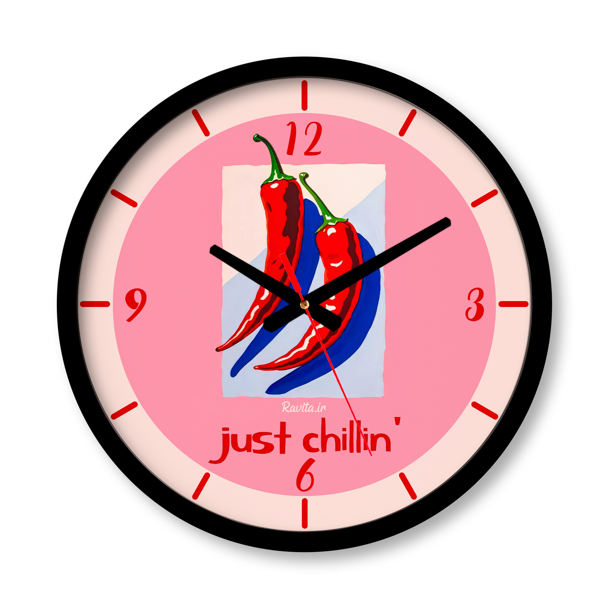 ساعت دیواری بزرگ راویتا طرح فلفلهای قرمز- Just Chillin کد 3960 ساعت دیواری بزرگ راویتا طرح فلفلهای قرمز- Just Chillin کد 3960