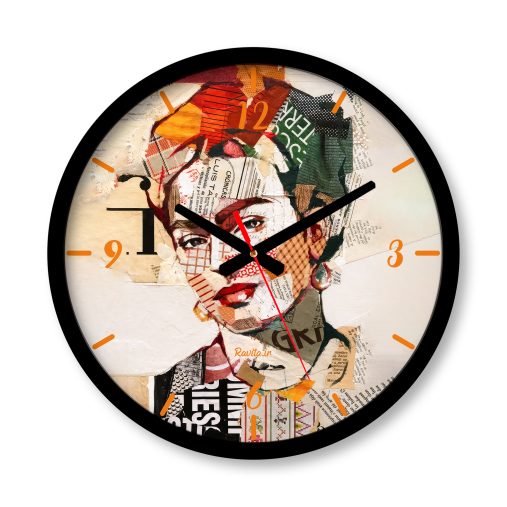 ساعت رومیزی دیواری راویتا طرح پرتره کلاژ فریدا کالو - Frida Kahlo Collage Portrait کد 3968