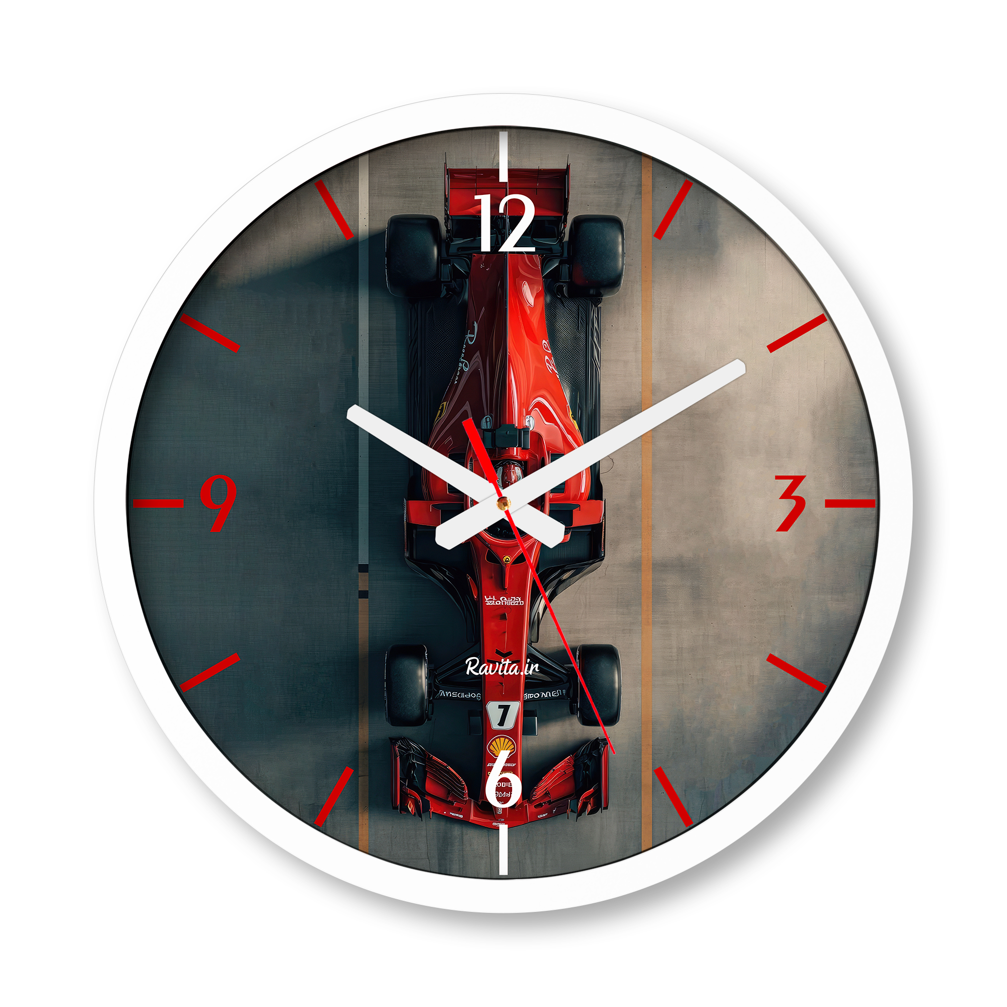 ساعت دیواری بزرگ راویتا طرح فراری فرمول یک - Ferrari SF71H Formula 1 کد 3866 ساعت دیواری بزرگ راویتا طرح فراری فرمول یک - Ferrari SF71H Formula 1 کد 3866