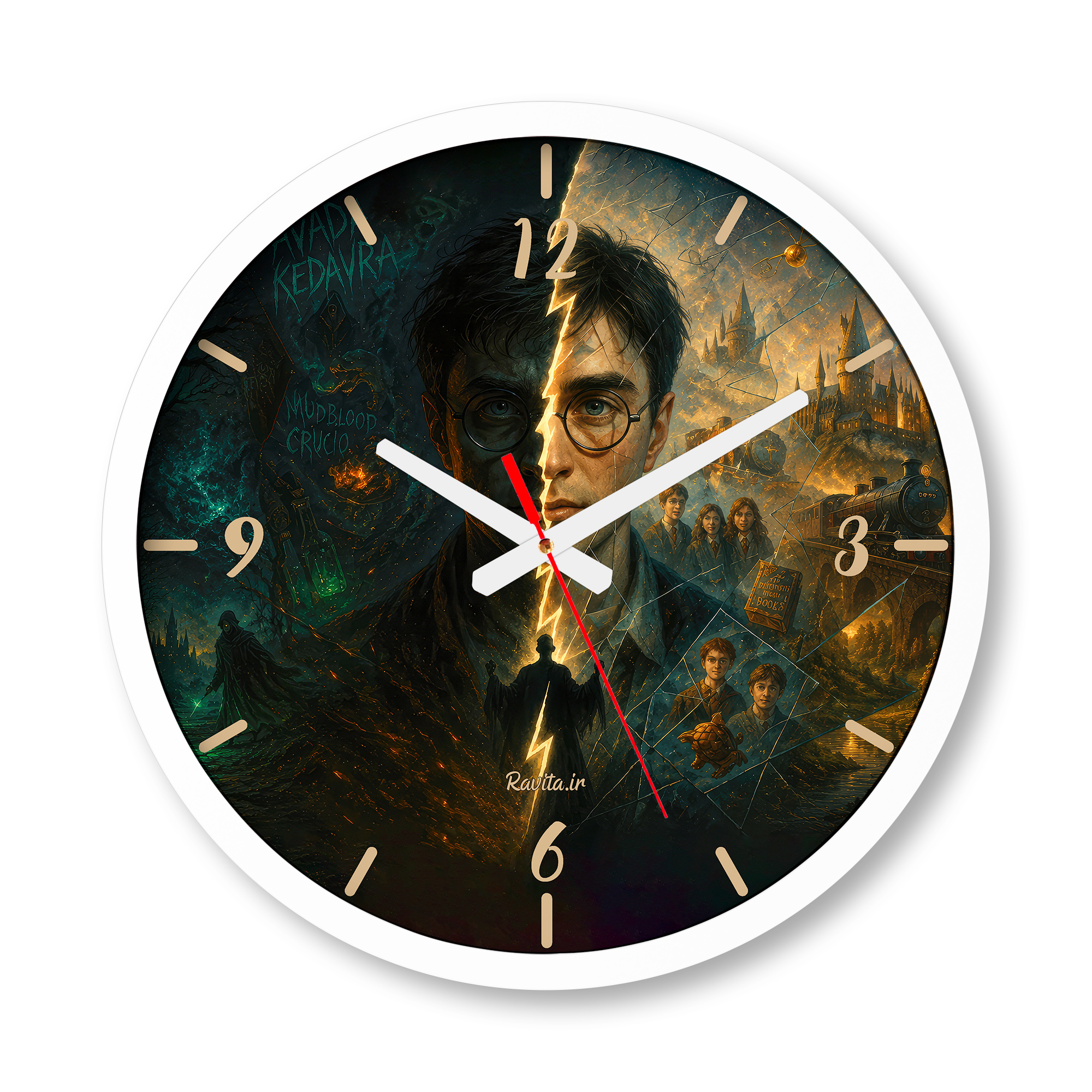 ساعت دیواری بزرگ راویتا طرح هری پاتر دو سوی سرنوشت - Harry Potter Two Sides of Destiny کد 3851 ساعت دیواری بزرگ راویتا طرح هری پاتر دو سوی سرنوشت - Harry Potter Two Sides of Destiny کد 3851
