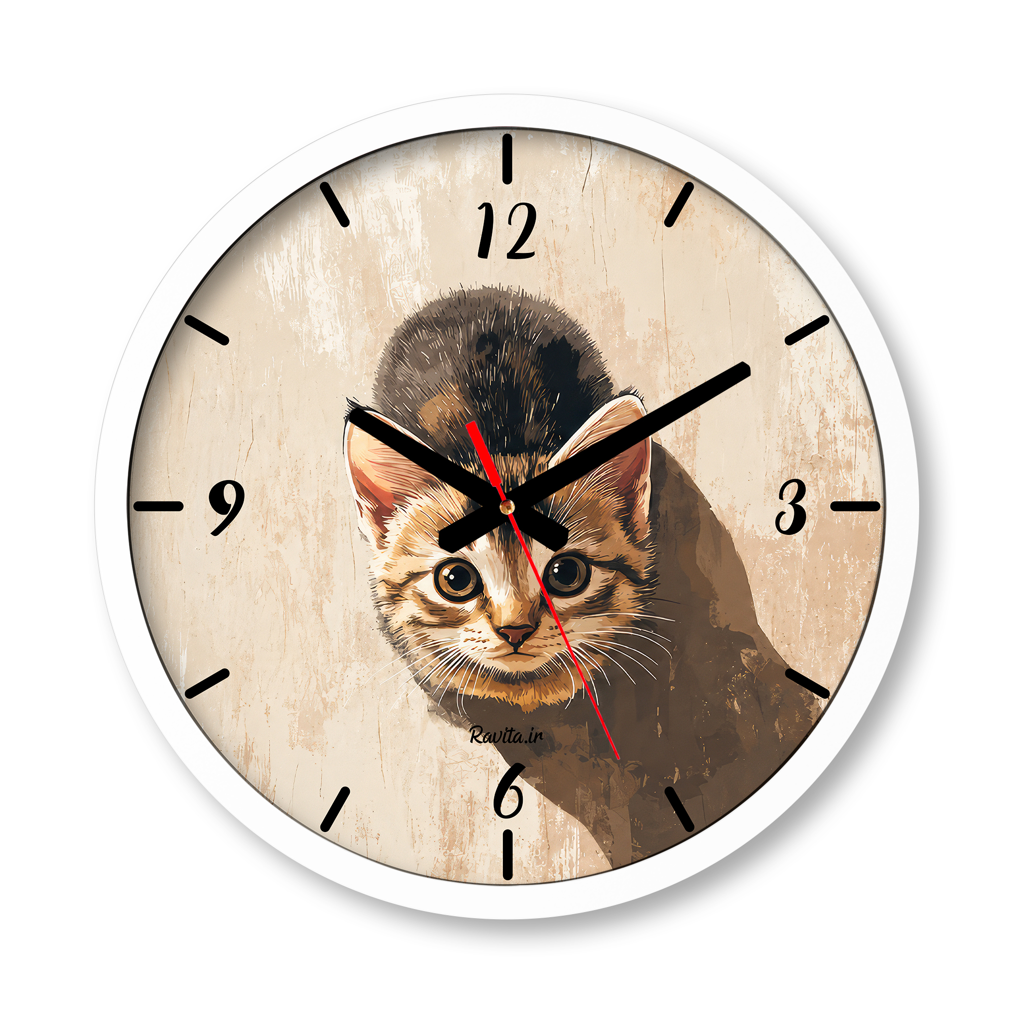 ساعت دیواری بزرگ راویتا طرح بچهگربه کنجکاو - Curious Kitten کد 3945 ساعت دیواری بزرگ راویتا طرح بچهگربه کنجکاو - Curious Kitten کد 3945