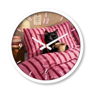 تابلو تکی راویتا طرح گربه سیاه و قهوه در تخت صورتی - Black Cat Coffee & Cozy Pink Bed کد 3959 تابلو تکی راویتا طرح گربه سیاه و قهوه در تخت صورتی - Black Cat Coffee & Cozy Pink Bed کد 3959