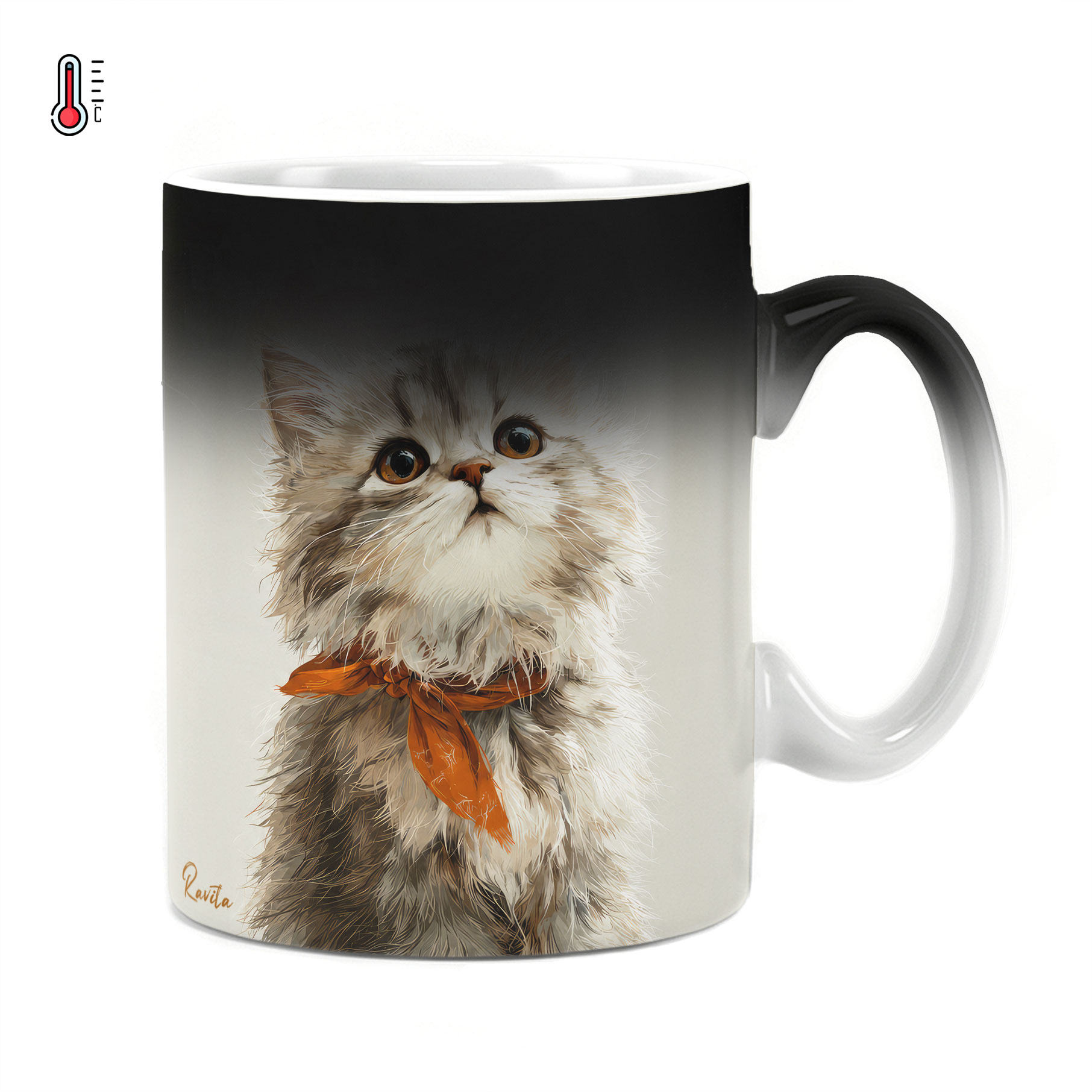 ماگ حرارتی راویتا طرح گربه پشمالو با پاپیون نارنجی - Fluffy Cat with Orange Bow کد 3937 ماگ حرارتی راویتا طرح گربه پشمالو با پاپیون نارنجی - Fluffy Cat with Orange Bow کد 3937