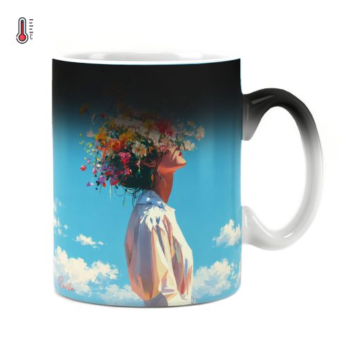ماگ حرارتی راویتا طرح دختر با تاج گل‌های رنگارنگ - Girl with a Colorful Flower Crown کد 3947