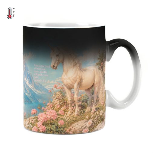 ماگ حرارتی راویتا طرح اسب تک‌شاخ در باغ گل ها - Unicorn in the Flower Garden کد 3964