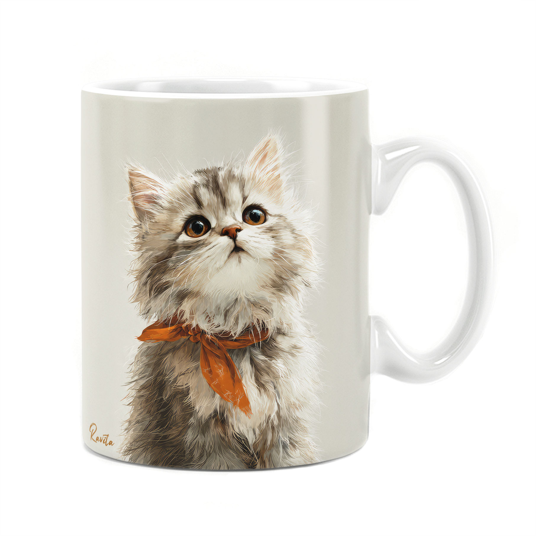 ماگ راویتا طرح گربه پشمالو با پاپیون نارنجی - Fluffy Cat with Orange Bow کد 3937 ماگ راویتا طرح گربه پشمالو با پاپیون نارنجی - Fluffy Cat with Orange Bow کد 3937