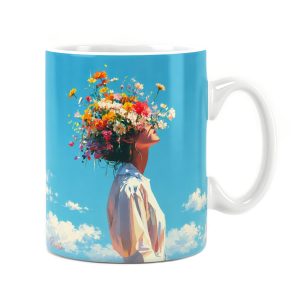 ساعت دیواری بزرگ راویتا طرح دختر با تاج گل‌های رنگارنگ - Girl with a Colorful Flower Crown کد 3947