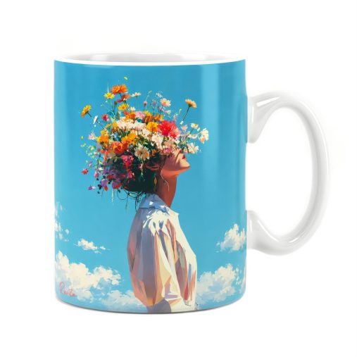 ماگ راویتا طرح دختر با تاج گل‌های رنگارنگ - Girl with a Colorful Flower Crown کد 3947