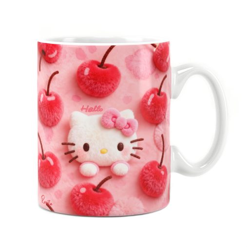 ماگ راویتا طرح هلو کیتی و گیلاس‌های صورتی - Hello Kitty & Pink Cherries کد 3948