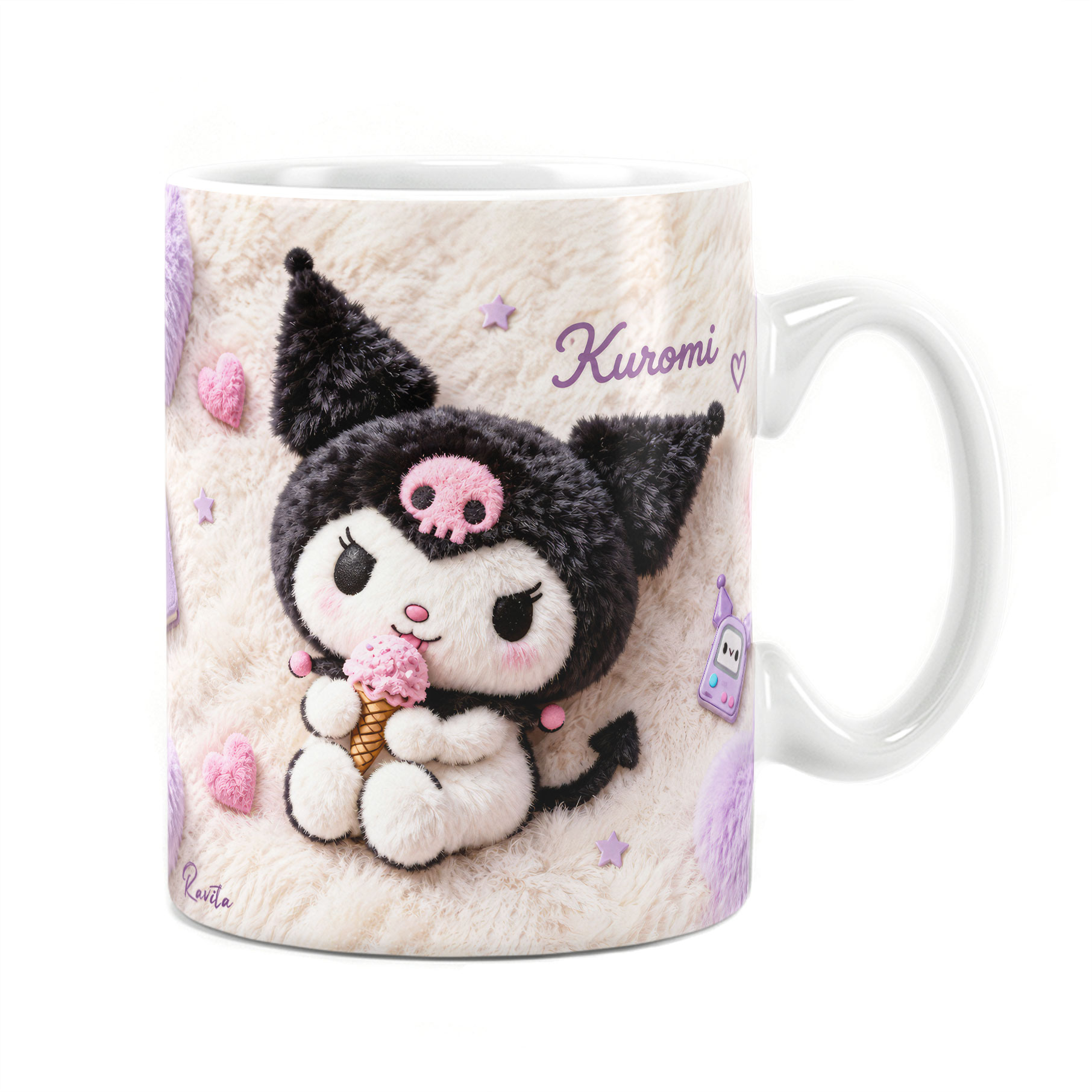ماگ حرارتی راویتا طرح کرومی با بستنی - Kuromi with Ice Cream کد 3954 ماگ حرارتی راویتا طرح کرومی با بستنی - Kuromi with Ice Cream کد 3954