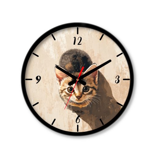 ساعت دیواری بزرگ راویتا طرح بچه‌گربه کنجکاو - Curious Kitten کد 3945