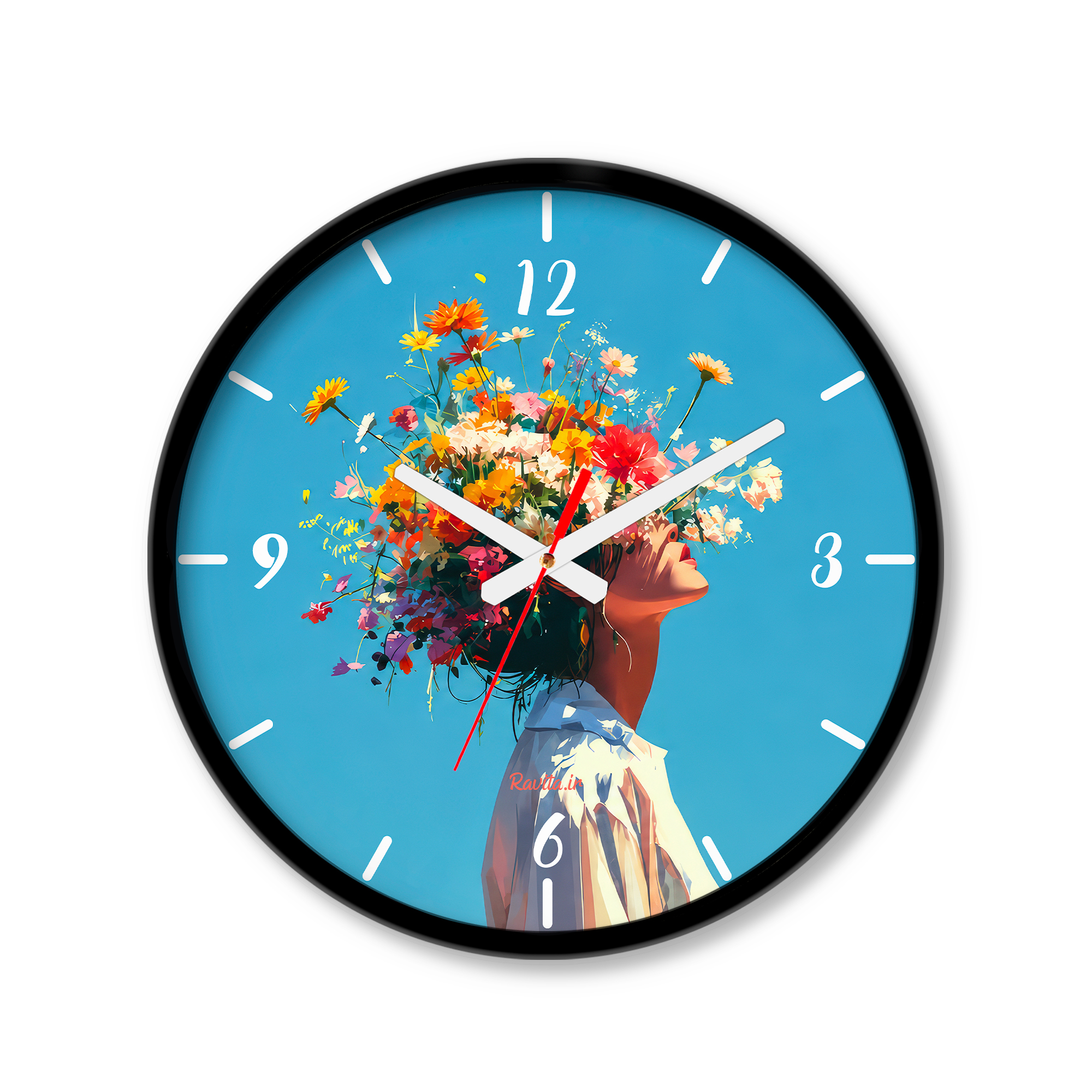 ساعت رومیزی دیواری راویتا طرح دختر با تاج گلهای رنگارنگ - Girl with a Colorful Flower Crown کد 3947 ساعت رومیزی دیواری راویتا طرح دختر با تاج گلهای رنگارنگ - Girl with a Colorful Flower Crown کد 3947