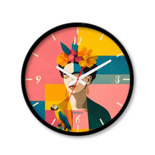 ساعت رومیزی دیواری راویتا طرح پرتره فریدا کالو با طوطی - Frida Kahlo Portrait with a Parrot کد 3966