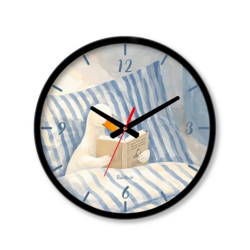 ساعت رومیزی دیواری راویتا طرح اردک کتاب‌خوان در تخت خواب - Reading Duck in Bed کد 3967