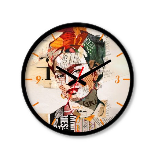 ساعت رومیزی دیواری راویتا طرح پرتره کلاژ فریدا کالو - Frida Kahlo Collage Portrait کد 3968