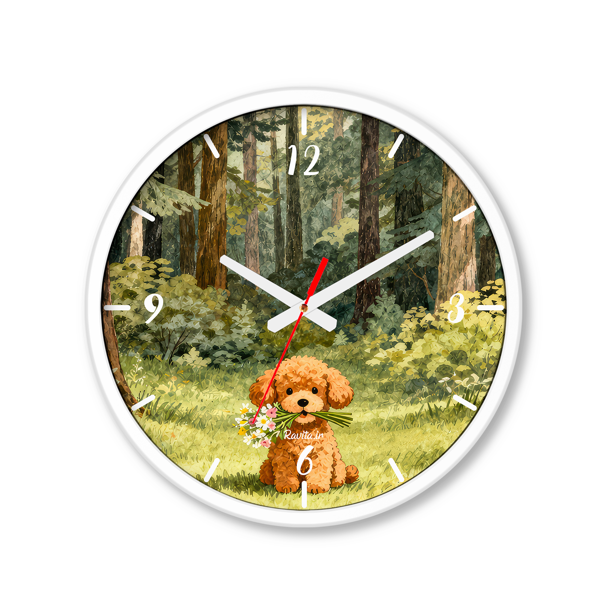 ساعت رومیزی دیواری راویتا طرح بچه سگ با دستهگل در جنگل - Puppy with Flowers in the Forest کد 3962 ساعت رومیزی دیواری راویتا طرح بچه سگ با دستهگل در جنگل - Puppy with Flowers in the Forest کد 3962