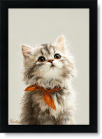 تابلو تکی راویتا طرح گربه پشمالو با پاپیون نارنجی – Fluffy Cat with Orange Bow کد 3937