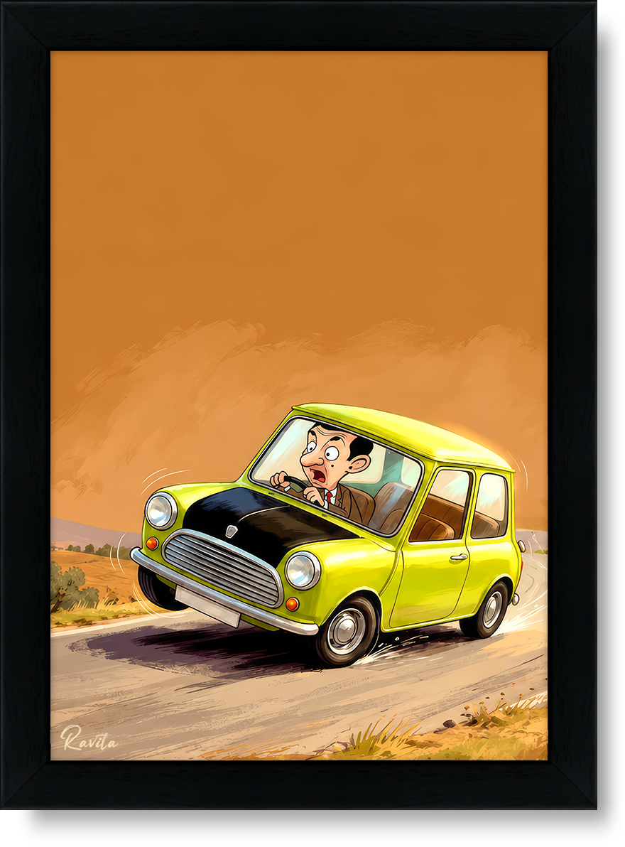 تابلو تکی راویتا طرح مستر بین و مینی کوپر- Mr Bean & Mini Cooper کد 3943 تابلو تکی راویتا طرح مستر بین و مینی کوپر- Mr Bean & Mini Cooper کد 3943
