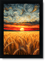 تابلو تکی راویتا طرح غروب طلایی در گندمزار- Golden Sunset Over the Wheat Field کد 3949