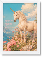 تابلو تکی راویتا طرح اسب تک‌شاخ در باغ گل ها – Unicorn in the Flower Garden کد 3964