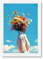تابلو تکی راویتا طرح دختر با تاج گل‌های رنگارنگ – Girl with a Colorful Flower Crown کد 3947