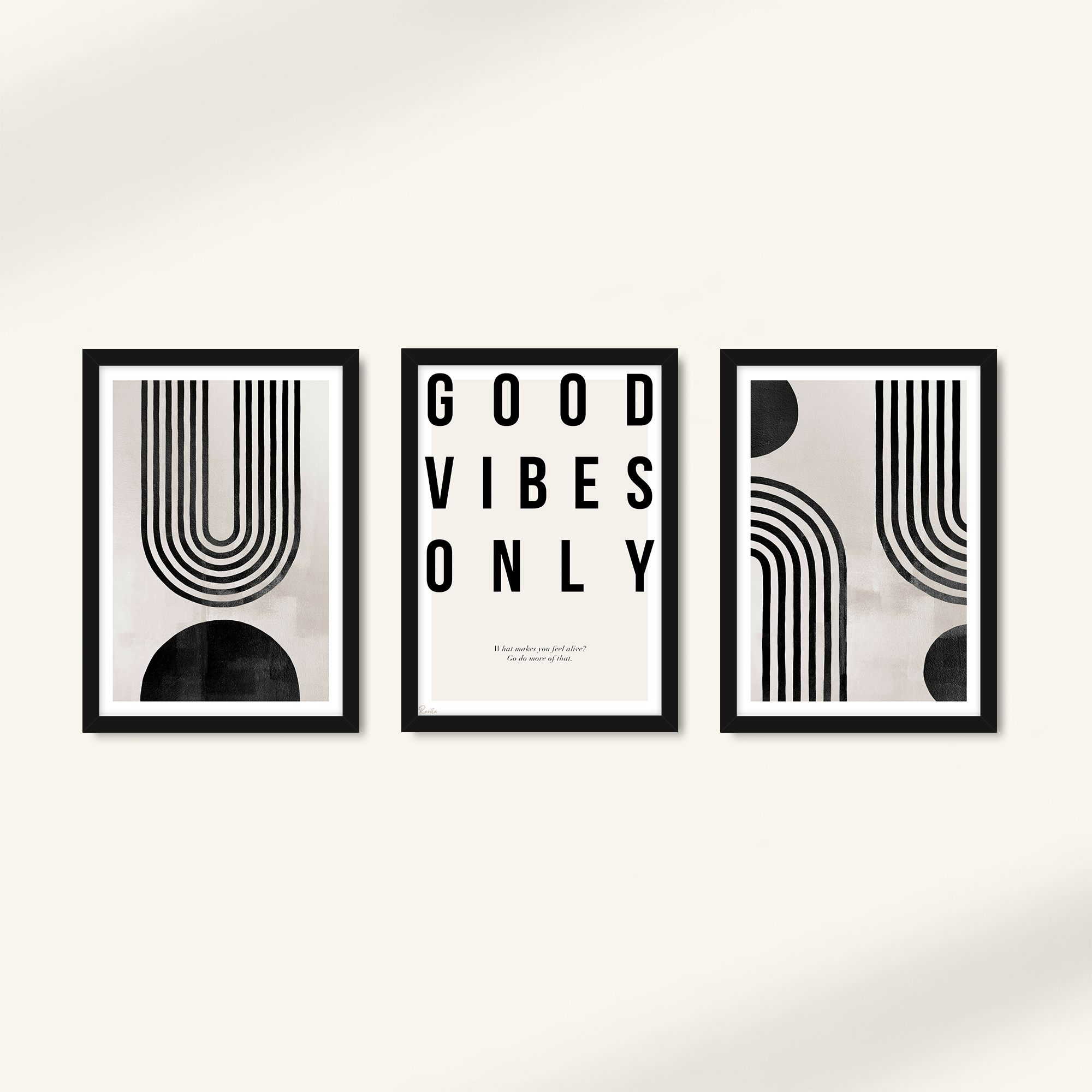 ست 3 تکه تابلو دکوراتیو فقط حس خوب Good Vibes Only | طرح T-510 ست 3 تکه تابلو دکوراتیو فقط حس خوب Good Vibes Only | طرح T-510