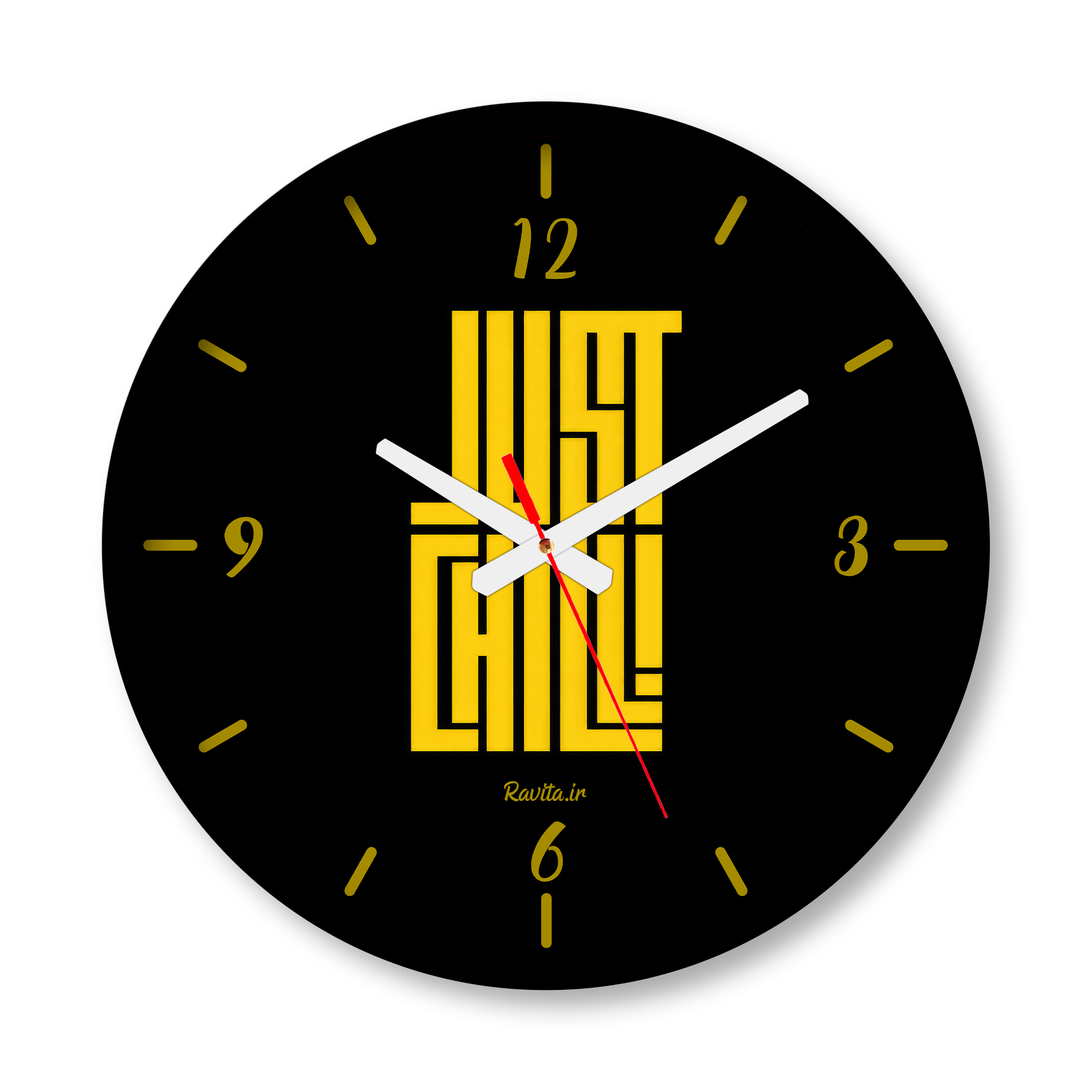 ساعت دیواری بزرگ راویتا طرح فقط ریلکس باش - Just Chill کد 3992 ساعت دیواری بزرگ راویتا طرح فقط ریلکس باش - Just Chill کد 3992