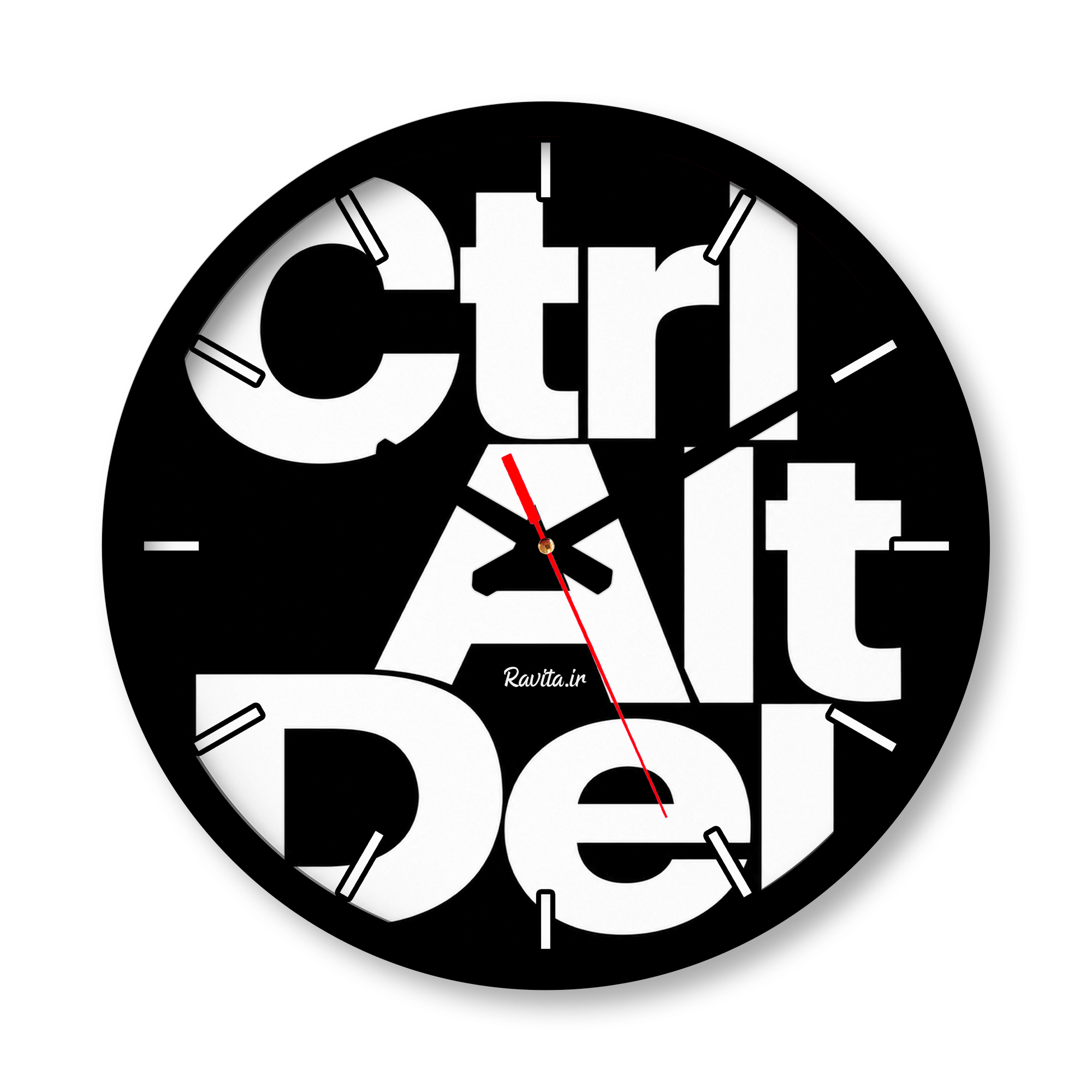 ساعت دیواری بزرگ راویتا طرح کنترل، آلت، دیلیت - Ctrl Alt Del کد 4001 ساعت دیواری بزرگ راویتا طرح کنترل، آلت، دیلیت - Ctrl Alt Del کد 4001