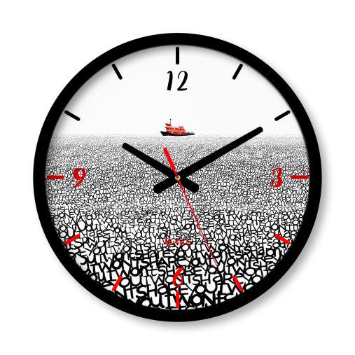 ساعت دیواری بزرگ راویتا طرح دریای کلمات و قایق قرمز - Sea of Words Red Boat کد 3983