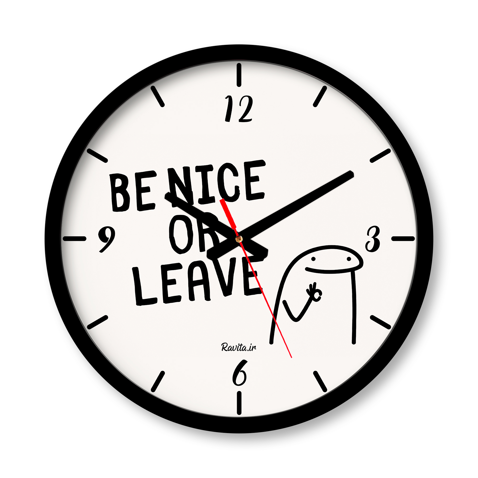 ساعت دیواری بزرگ راویتا طرح مهربان باش یا برو – Be Nice or Leave کد 3973 ساعت دیواری بزرگ راویتا طرح مهربان باش یا برو – Be Nice or Leave کد 3973