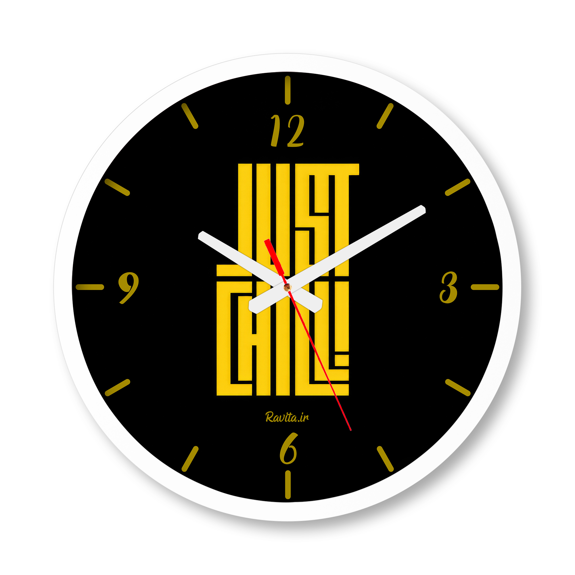 ساعت دیواری بزرگ راویتا طرح فقط ریلکس باش - Just Chill کد 3992 ساعت دیواری بزرگ راویتا طرح فقط ریلکس باش - Just Chill کد 3992