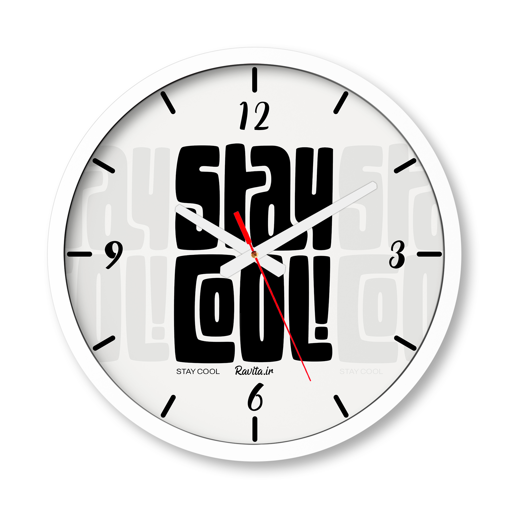 ساعت دیواری بزرگ راویتا طرح خونسرد باش - Stay Cool کد 3999 ساعت دیواری بزرگ راویتا طرح خونسرد باش - Stay Cool کد 3999