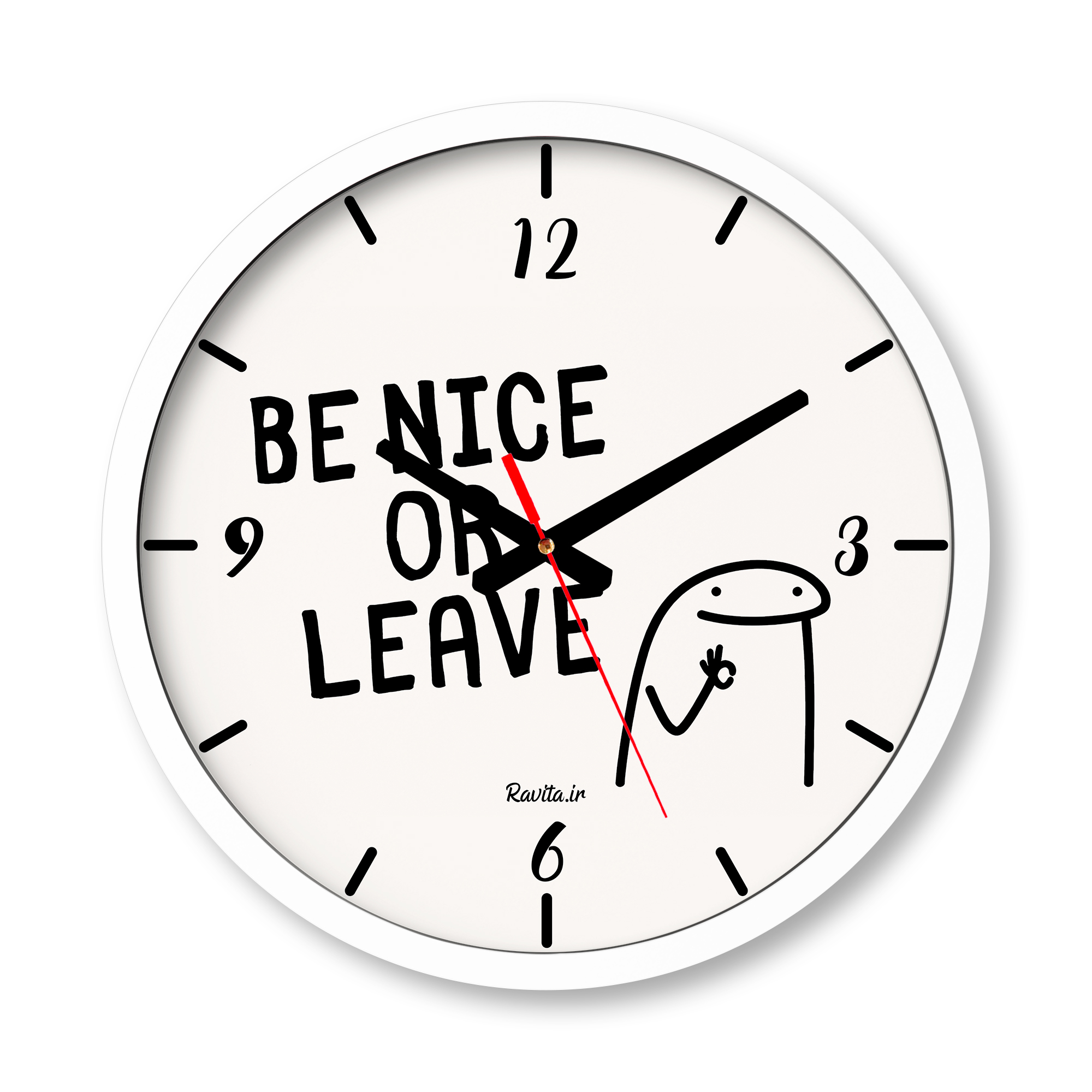 ساعت دیواری بزرگ راویتا طرح مهربان باش یا برو – Be Nice or Leave کد 3973 ساعت دیواری بزرگ راویتا طرح مهربان باش یا برو – Be Nice or Leave کد 3973