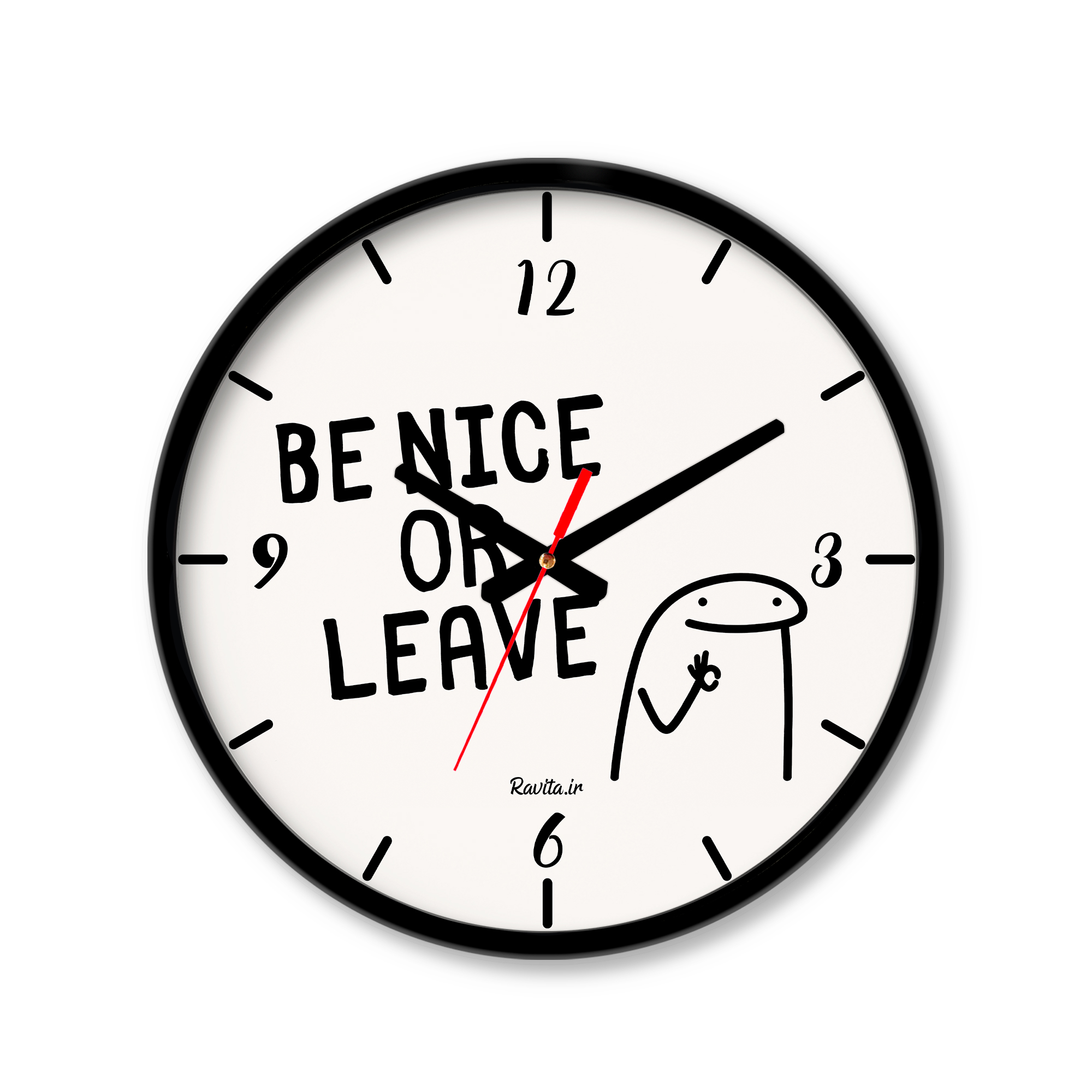 ساعت رومیزی دیواری راویتا طرح مهربان باش یا برو – Be Nice or Leave کد 3973 ساعت رومیزی دیواری راویتا طرح مهربان باش یا برو – Be Nice or Leave کد 3973
