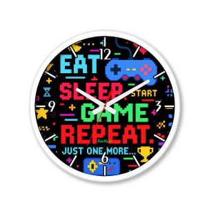 ساعت دیواری بزرگ راویتا طرح بخور، بخواب، بازی کن، تکرار کن - Eat Sleep Game Repeat کد 3995 ساعت دیواری بزرگ راویتا طرح بخور، بخواب، بازی کن، تکرار کن - Eat Sleep Game Repeat کد 3995