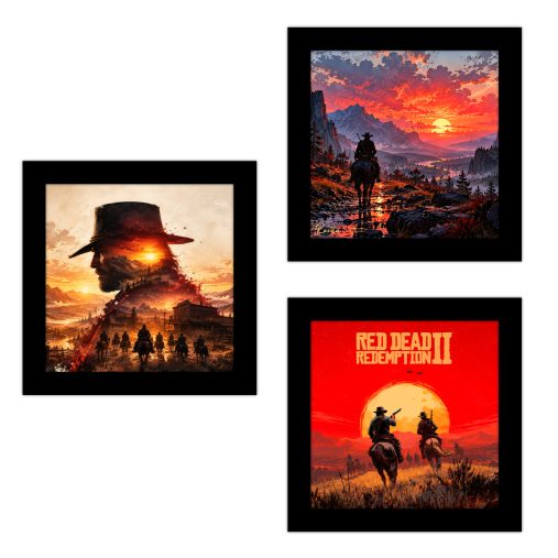 تابلو 3 تایی راویتا طرح رد دد ردمپشن - Red Dead Redemption 2 کد T 485