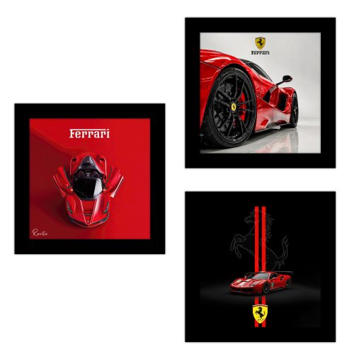 تابلو 3 تایی راویتا طرح فراری لافراری قرمز - Ferrari Laferrari کد T 494