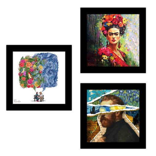 تابلو 3 تایی راویتا طرح ون گوک و فریدا کالو – van gogh & kahlo کد T 480